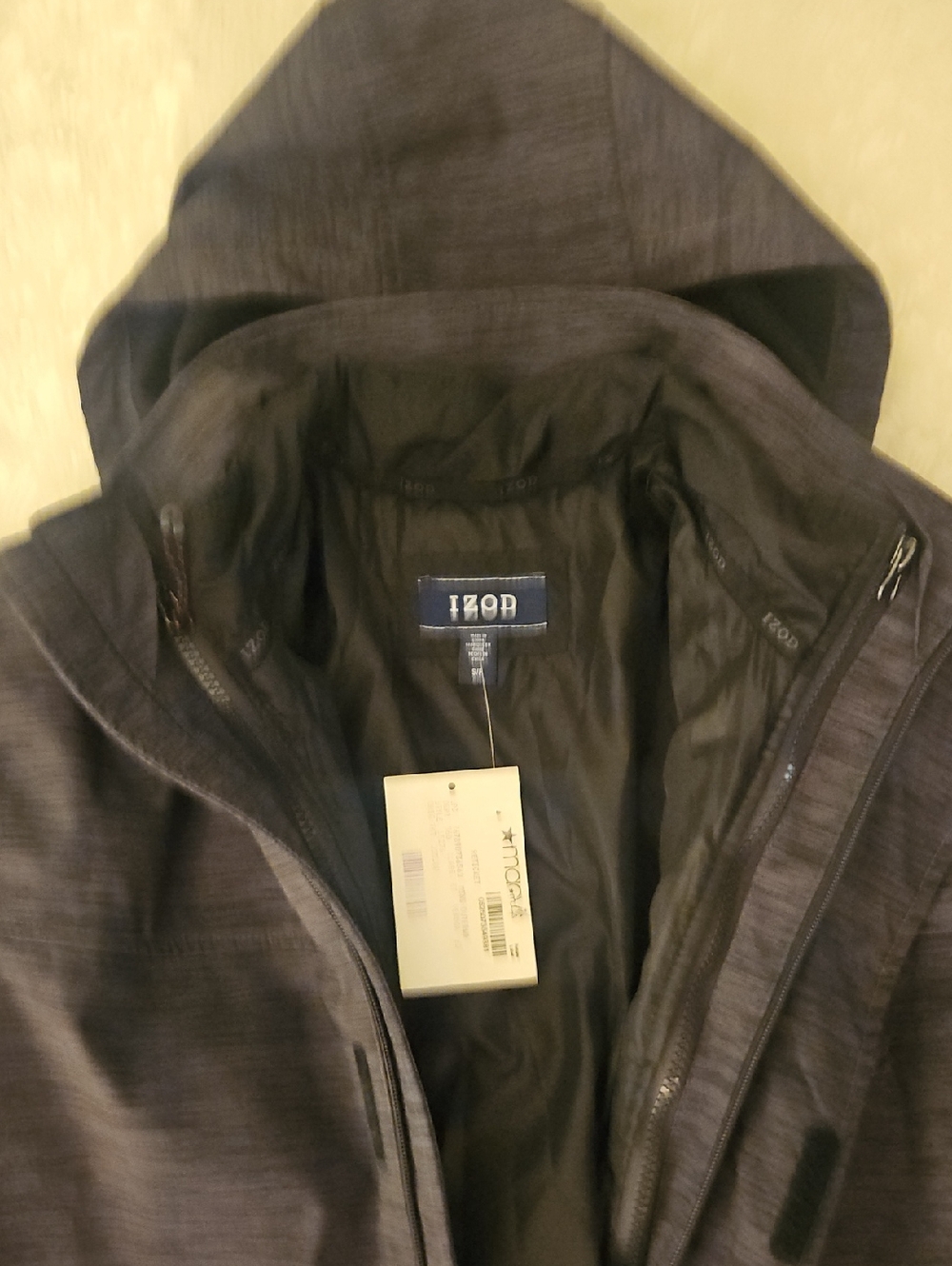 Izod Men's Hooded Raincoat in Charcoal